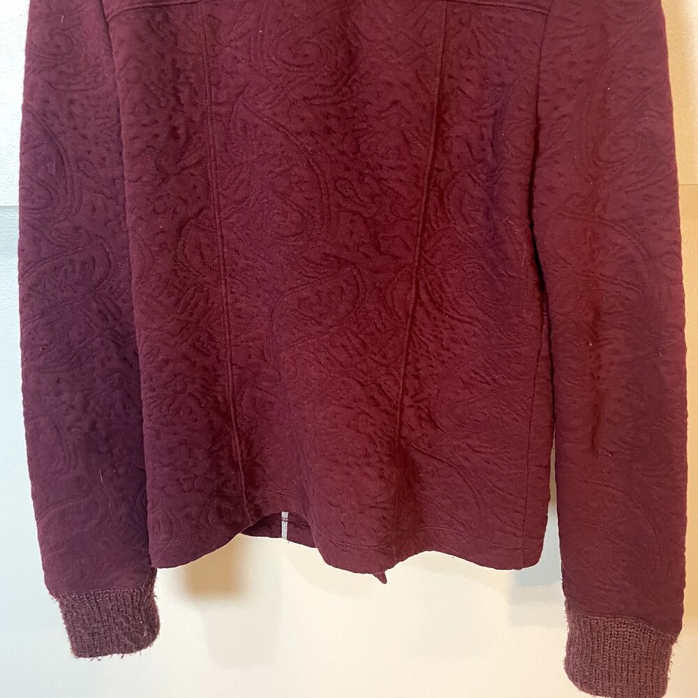 Anthropologie Saturday Sunday Loren Moto Zip Jacket Blazer Sweater In Burgundy S - Picture 14 of 14